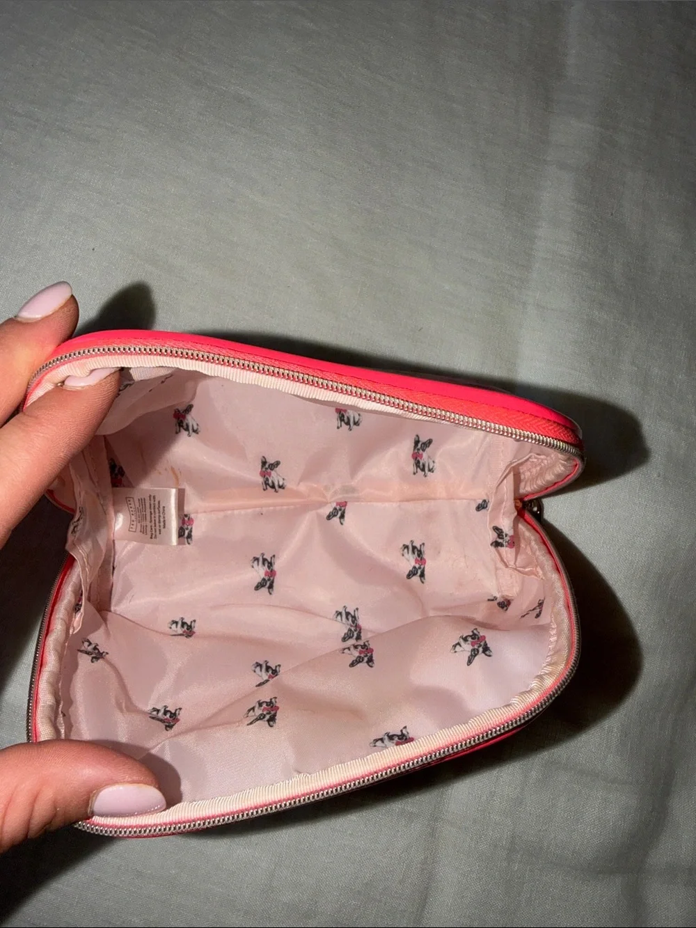 Ted Baker Pink Floral Cosmetic Pouch with Neon Trim
